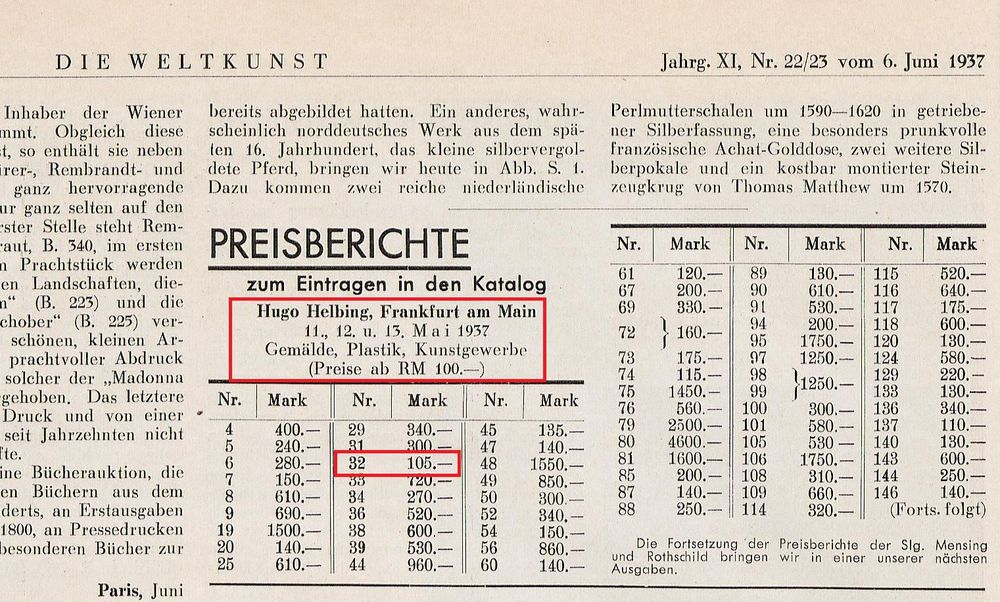 Preisbericht in Die Weltkunst 11 1937, S. 22-23 4. Foto: https://digi.ub.uni-heidelberg.de/diglit/wk1937/0104