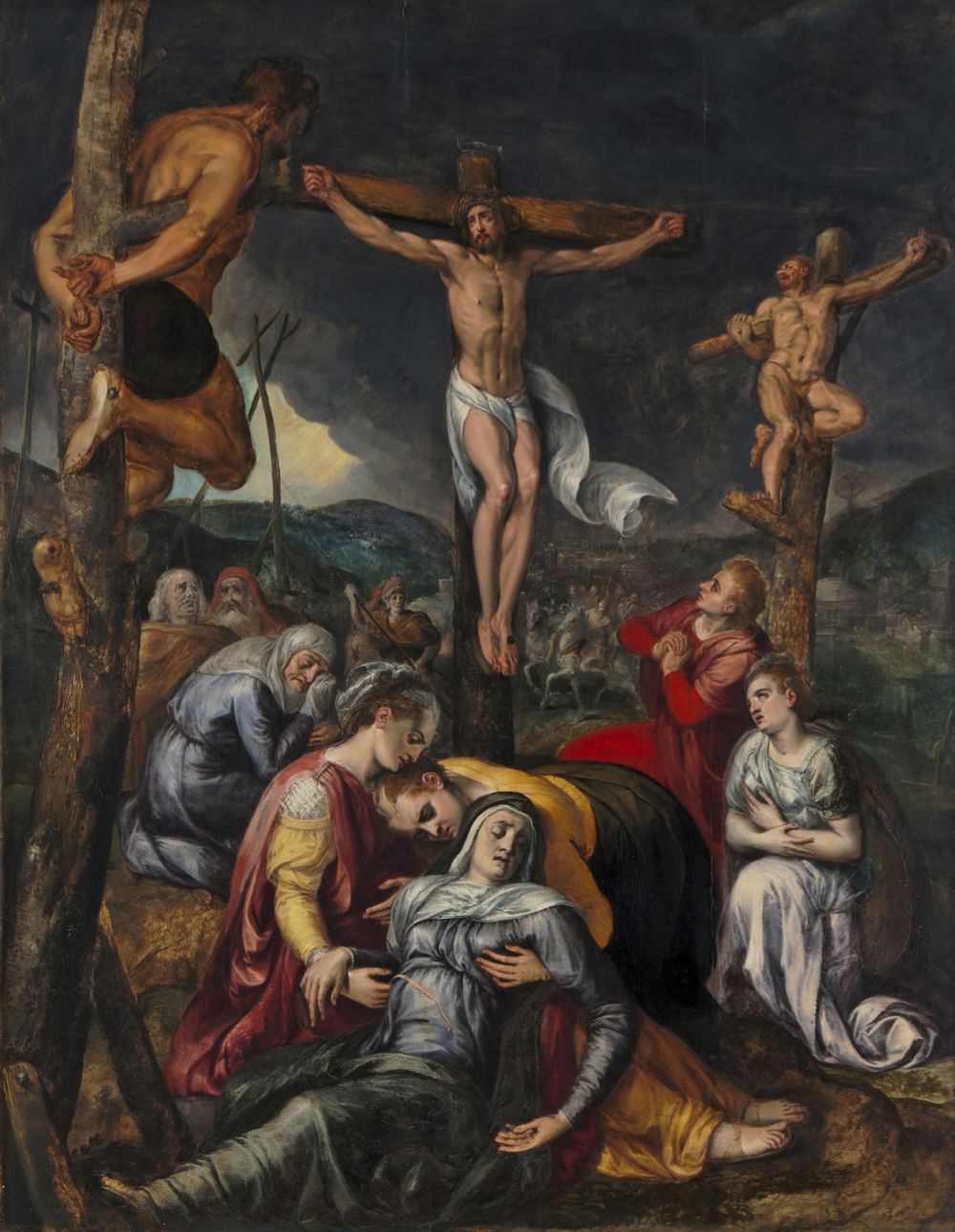 Franz Floris, „Kreuzigung Christi“, um 1560, oil on panel, 130 x 105 cm. Photo: Museum Wiesbaden / Bernd Fickert.